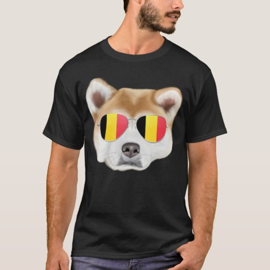 Belgium Flag Akita Dog Belgium Pocket T-Shirt (Vorderseite)