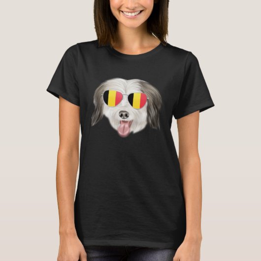 Belgium Flag Coton de Tulear Dog Belgium Pocket T-Shirt (Vorderseite)