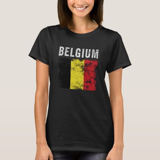 Belgium Flag Distressed Men Women Kids Belgian Fla T-Shirt (Vorderseite)
