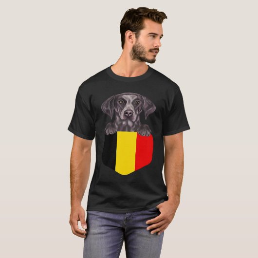 Belgium Flag German Shorthaired Pointer Dog In Poc T-Shirt (Vorne ganz)