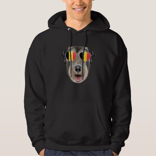 Belgium Flag Irish Wolfhound Dog Belgium Pocket Hoodie (Vorderseite)