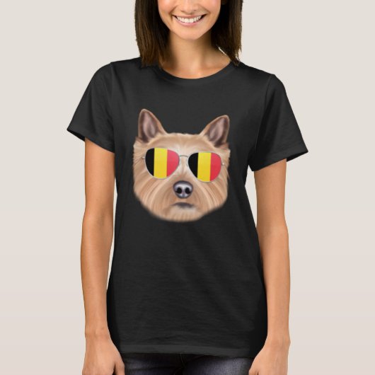 Belgium Flag Norwich Terrier Dog Belgium Pocket T-Shirt (Vorderseite)
