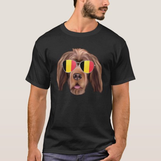 Belgium Flag Sussex Spaniel Dog Belgium Pocket T-Shirt (Vorderseite)