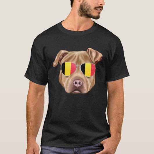 Belgium Flag Usa Staffordshire Terrier Dog Belgium T-Shirt (Vorderseite)