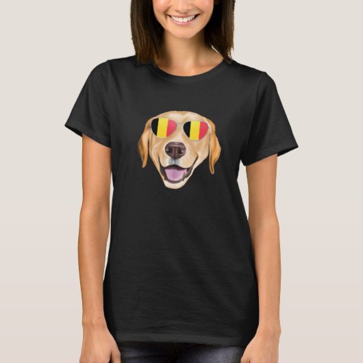 Belgium Flag Yellow Labrador Retriever Dog Belgium T-Shirt (Vorderseite)
