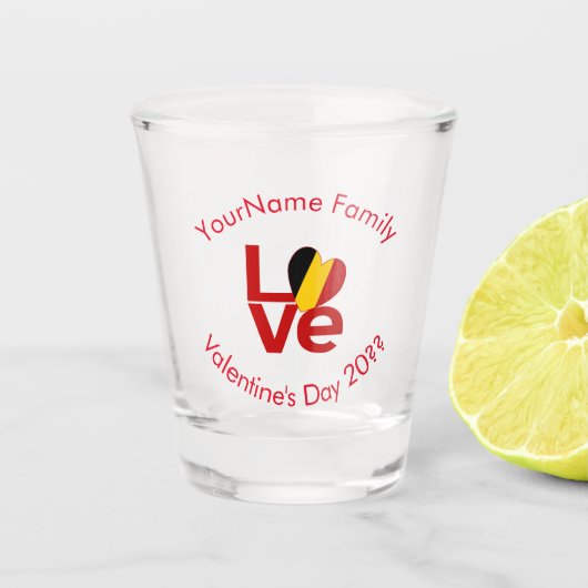Belgium Red LOVE Flag Personalized  Schnapsglas (Vorderseite)