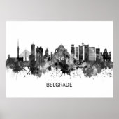 Belgrad Serbia Skyline BW Poster (Vorne)