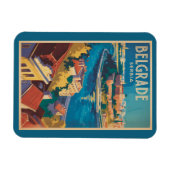 Belgrad Serbien Fluss Illustration Reise Kunst Magnet (Horizontal)