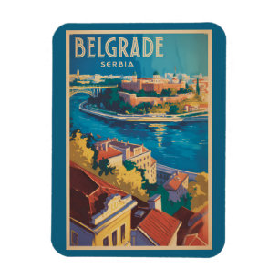 Belgrad Serbien Fluss Illustration Reise Kunst Magnet