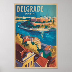 Belgrad Serbien Fluss Illustration Reise Kunst Poster