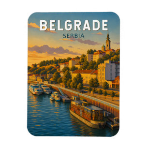 Belgrad Serbien Illustration Reise Kunst Vintage Magnet