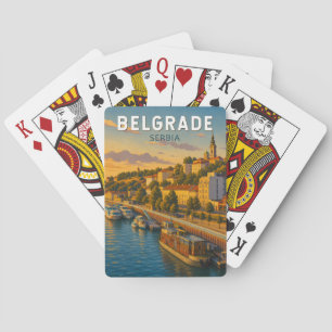 Belgrad Serbien Illustration Reise Kunst Vintage Spielkarten