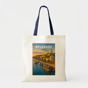 Belgrad Serbien Illustration Reise Kunst Vintage Tragetasche