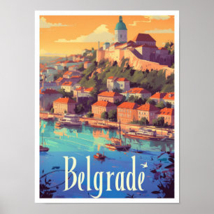 Belgrad Serbien Kunst Vintage Reiseillustration Poster
