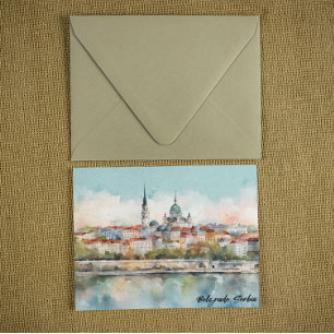 Belgrad Serbien Silhouette Aquarellmalerei Postkarte