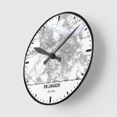 Belgrade Clock City Line Art Runde Wanduhr (Winkel)