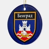 Belgrader Flagge Keramik Ornament (Links)