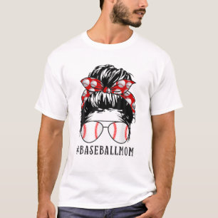 Belichtete Baseball Mama Messy Bun Player Mama Mut T-Shirt