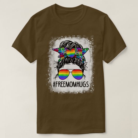 Belichtete freie Mama Hugs Messy Bun LGBT Pride Ra T-Shirt (Design vorne)