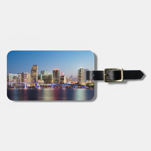 Belichtete Skyline von im Stadtzentrum gelegenem Gepäckanhänger (Vorderseite horizontal)