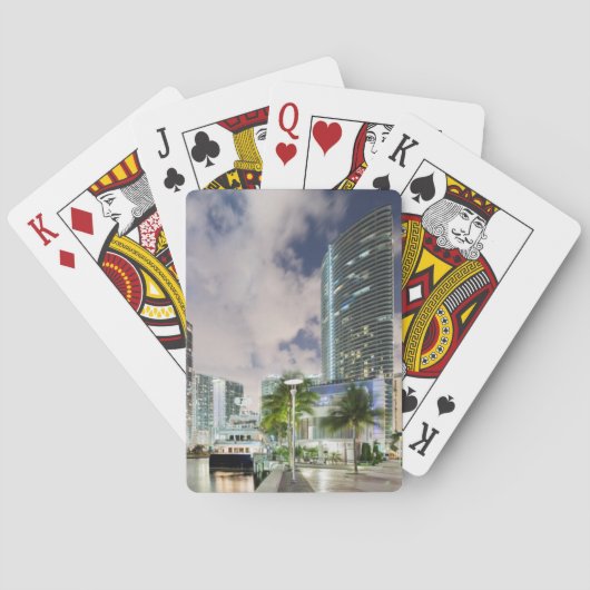 Belichtete Türme in der Miami-Fluss-Ufergegend Spielkarten (Rückseite)