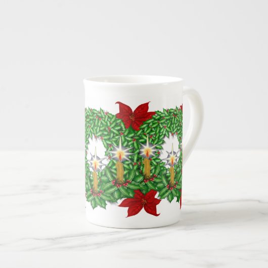 Belichtete Weihnachtsknochen-China-Tasse Porzellantasse (Vorderseite Rechts)