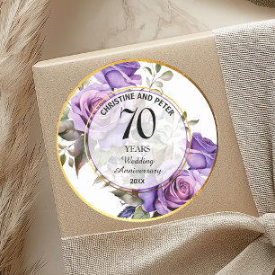 Beliebige Hochzeit (70) Goldrahmen Rosen Jubiläum Runder Aufkleber