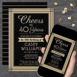 Beliebiger Geburtstag Cheers Downloadbar Schwarz u Einladung