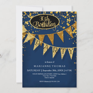 Beliebiger Geburtstag Navy Blau Wimpel Banner Konf Einladung