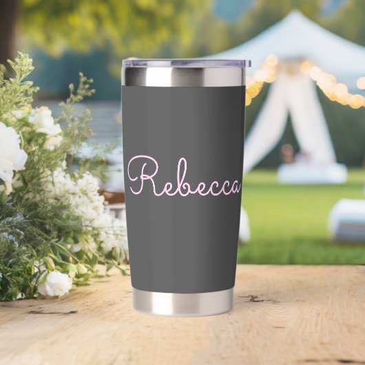 Beliebiger Name | Coole editierbare hellrosa Schri Thermobecher (Hochzeit)