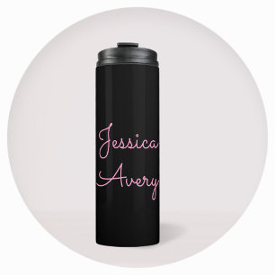 Beliebiger Name   Coole editierbare rosa Schrift a Thermosbecher