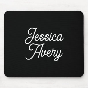Beliebiger Name Elegantes Vintage-Weiß auf Schw Mousepad