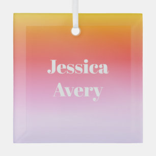 Beliebiger Name Retro-modern gestalteter Text Fa Ornament Aus Glas