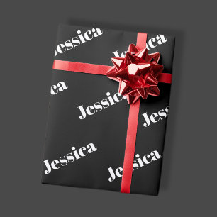 Beliebiger Name Retro-Modern weiße Schriftart au Geschenkpapier