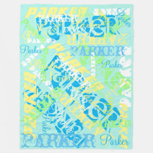"Beliebiger Name" Weiche Pastelldecken grün blau g Fleecedecke