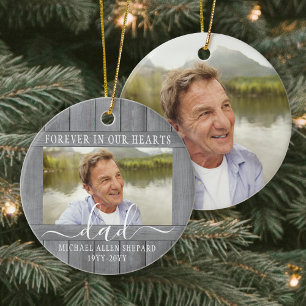 Beliebiger Text 2 Foto Gedenkstätte Einfaches Grau Keramik Ornament