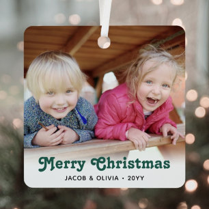 Beliebiger Text 2 Foto Grüne Retro-Typografie Einf Ornament Aus Metall