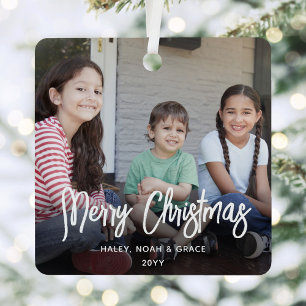 Beliebiger Text 2 Foto Modern Weiß Gebürstet Schri Ornament Aus Metall