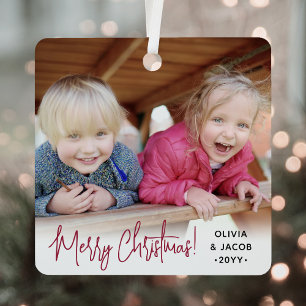 Beliebiger Text 2 Foto Modernes einfaches Skript F Ornament Aus Metall