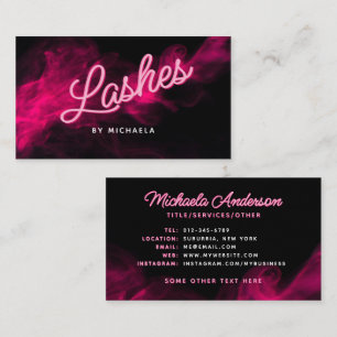 *BELIEBIGER TEXT* Moderne Pinke Neon- & Rauch-Wimp Visitenkarte