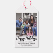 beliebiges Text-Trendy-Script-Foto schwarz und wei Geschenkanhänger (Vorderseite)