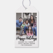 beliebiges Text-Trendy-Script-Foto schwarz und wei Geschenkanhänger (Vorderseite)