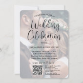 beliebiges Texttrendy Script & Foto QR UAWG Weddin Einladung (Vorderseite)