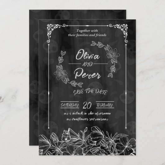 Beliebt die Datumskarten speichern Einladung (Vorne/Hinten)