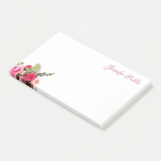 Beliebte Aquarellblumen-Rose Handschrift Post-it Klebezettel (angewinkelt)