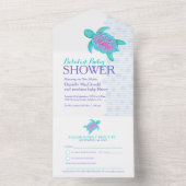 Beliebte Baby Dusche Aquarell Aqua All In One Einladung (Innen Boden)