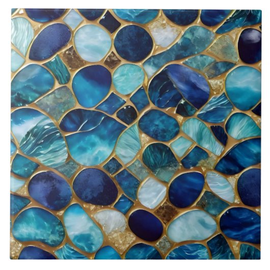 Beliebte Beautiful Ocean Blue Gold Collection Fliese (Vorderseite)