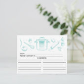Beliebte Blue Sketched Kitchen Tools Rezept Karten (Stehend Vorderseite)