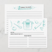 Beliebte Blue Sketched Kitchen Tools Rezept Karten (Vorne/Hinten)