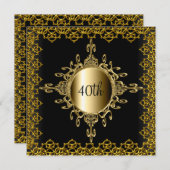 Beliebte Einladung Geburtstagsparty Schwarz und Go (Vorne/Hinten)